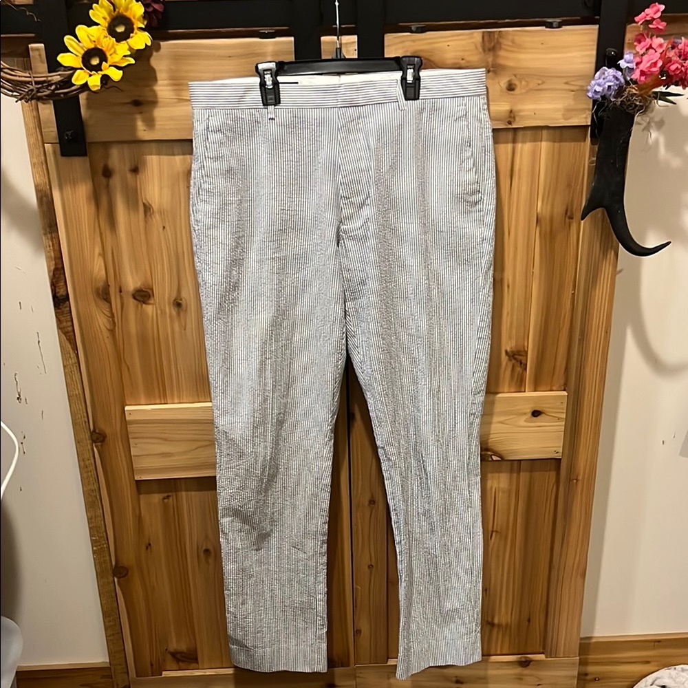 J. Crew Men's Classic Blue and White Pinstripe Pants